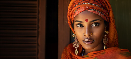 Portrait of a beautiful young indian woman in traditional clothing
