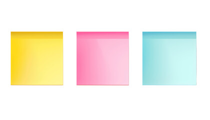 Different colored sticky notes on transparent background, postscript, blank