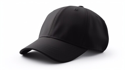 Black casual cap on white background