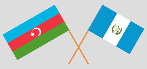 Crossed flags of Azerbaijan and Guatemala. Official colors. Correct proportion