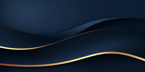 Abstract dark blue background with golden lines. Vector illustration