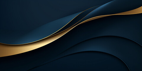 Abstract dark blue background with golden lines. Vector illustration