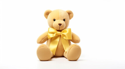 Children bear toy with golden color Ribbon for supporting kids living. Healthcare. generative ai