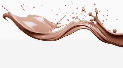 chocolate milk wave splash with splatters and drops. generative ai