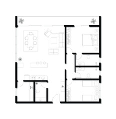 Vector floor plan - furnished apartment design