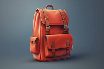 Stylish brown backpack on a dark background. 3d rendering.
