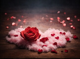 red rose on wooden background