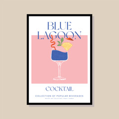 Cocktail vector illustration in a poster frame for modern art gallery