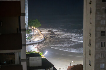 Night view from the balcony of a building in Guarujá, SP