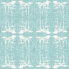 Teal aqua white vibrant watercolor batik azulejos tile background. Seamless coastal blur linen effect geometric mosaic effect.Boho Patchwork nautical masculine all over summer fashion repeat.