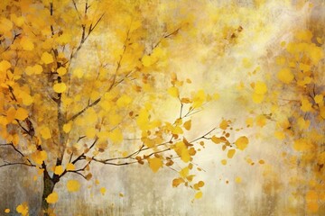 Wallpaper with yellow hues of autumn. Generative AI