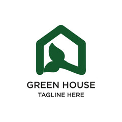 Green house logo design simple concept Premium Vektor