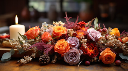 Obraz na płótnie Canvas A beautiful autumnal floral arrangement