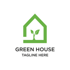 Green house logo design simple concept Premium Vektor
