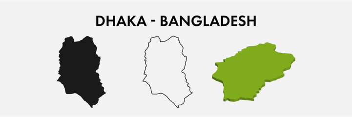 Dhaka Bangladesh city map set vector illustration design isolated on white background. Concept of travel and geography.