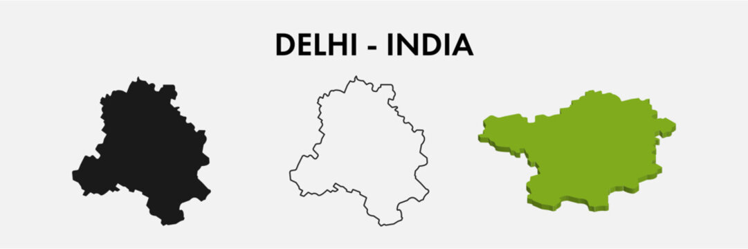 Delhi India city map set vector illustration design isolated on white background. Concept of travel and geography.
