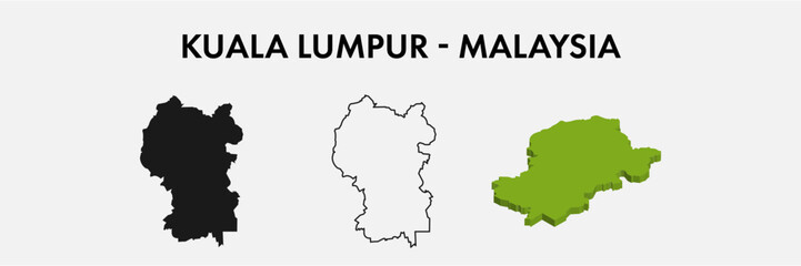 Kuala Lumpur Malaysia city map set vector illustration design isolated on white background. Concept of travel and geography.