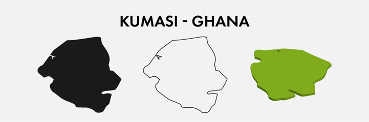 Kumasi ghana city map set vector illustration design isolated on white background. Concept of travel and geography. - obrazy, fototapety, plakaty