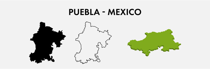 Puebla mexico city map set vector illustration design isolated on white background. Concept of travel and geography.
