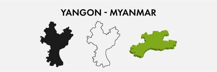 Yangon Myanmar city map set vector illustration design isolated on white background. Concept of travel and geography.