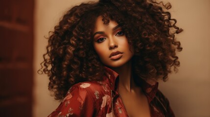 Fototapeta premium Portrait of a beautiful stylish mulatto woman in stylish and modern clothes. Style, fashion and beauty concept