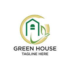 Green house 2 logo design simple concept Premium Vektor
