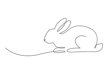 Easter bunny continuous one line drawing. Animal icon. Isolated on white background vector illustration. Pro vector.