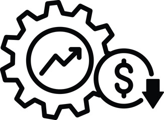 expense productivity icon gear vector cost efficiency symbol