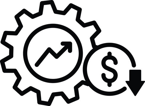 expense productivity icon gear vector cost efficiency symbol