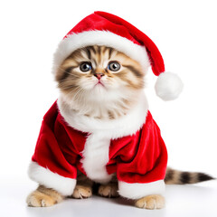 Obraz na płótnie Canvas Kitten in Santa hat, Christmas concept