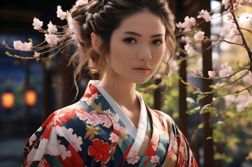 portrait of a woman in a kimono ai generated