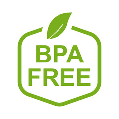 BPA free badge icon, BPA bis phenol A free flat badge vector icon isolated on white background. 