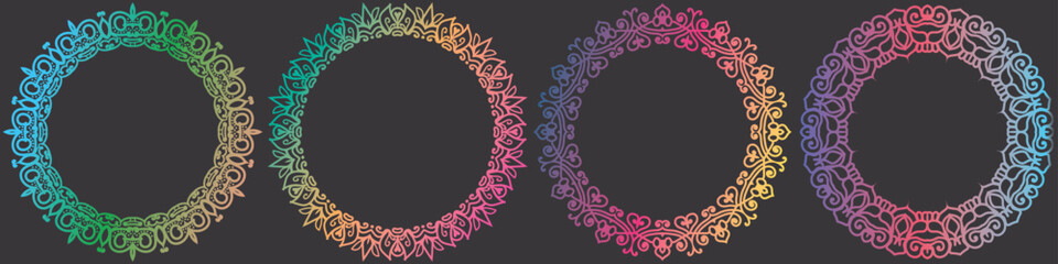 coloring mandala ornamental frame design set.