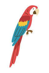 Tropical Ara parrot. Macaw, multicolored feathered bird. Funny exotic multi-colored plumage.
