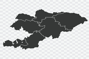 Kyrgyzstan Map Shadow Color on White Background quality files Png