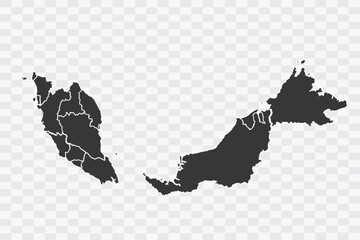 Malaysia Map Shadow Color on White Background quality files Png