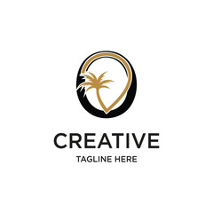 letter palm logo design simple concept Premium Vector