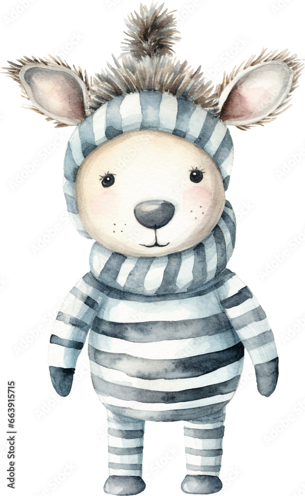 Aufkleber cute zebra character illustration created with generative ai technology