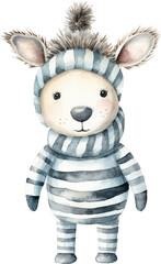 Cute zebra character illustration created with Generative AI technology