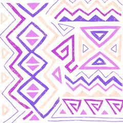 African ethnic seamless pattern in tribal style. Trendy abstract geometric background with grunge texture. Unique design elements for textile, banner, cover, wallpaper, wrapping	