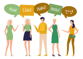 Fototapeta premium People talking. Vector illustration. An announcement serves as means for people to deliver important messages to others Chatting with friends and colleagues fosters sense belonging and camaraderie