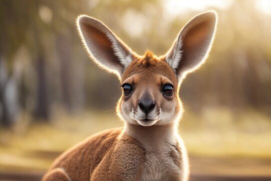 Small Kangaroo Portrait. Ai Generative