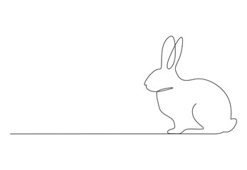 Fototapeta premium Continuous one line drawing of rabbit. Isolated on white background vector illustration. Pro vector. 
