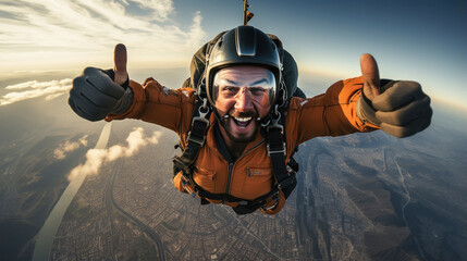 Young man enjoying skydiving - Powered by Adobe