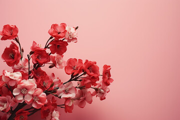 Red flowers on a pink background