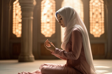Muslim religious woman praying