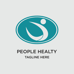 People healty logo design simple concept Premium Vector