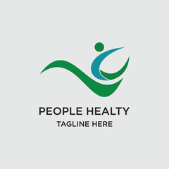 People healty logo design simple concept Premium Vector