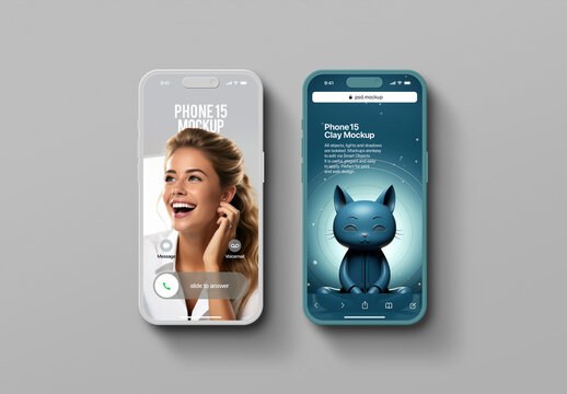 Phone Mockup 15 Pro Clay