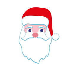 Merry Christmas and Happy New Year concept. Santa Claus cartoon face  in flat style.